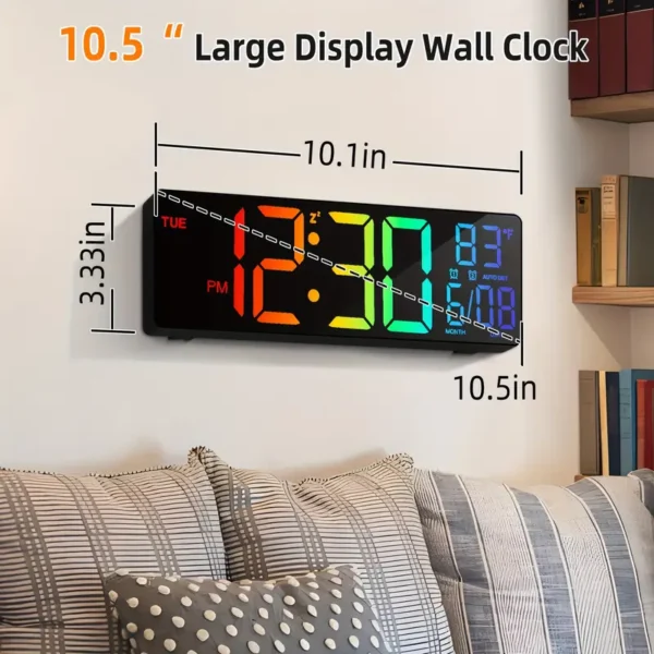 Large Digital Wall Clock with 8‑Colour RGB LED & Remote - Image 5