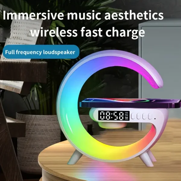 Multifunction Wireless Charger Pad Stand with LED Speaker & Mood Lamp - Image 2