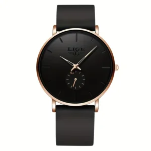 LIGE Ultra-Thin Rose Golden Men's & Women's Quartz Watch