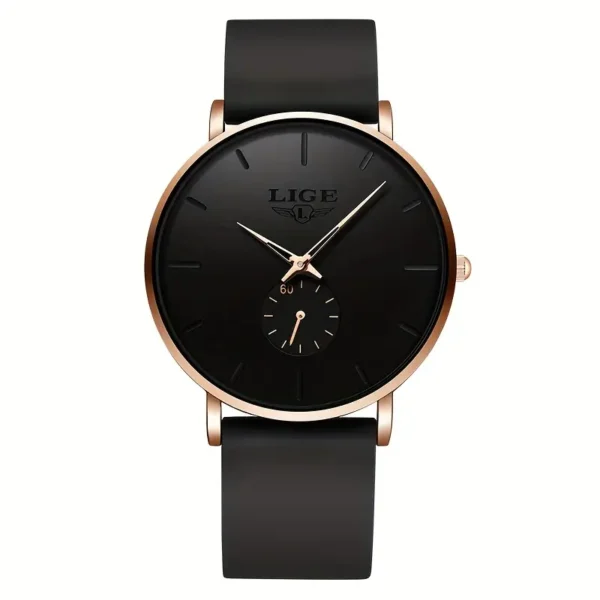 LIGE Ultra-Thin Rose Golden Men's & Women's Quartz Watch